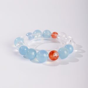 Light of the Tide｜Aquamarine & Fire Flower Quartz Bracelet
