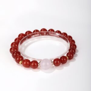 Fire & Clarity｜Red Agate × Light Amethyst Bracelet
