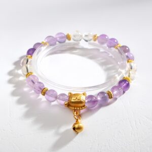 Lucky Cat Amethyst Bracelet